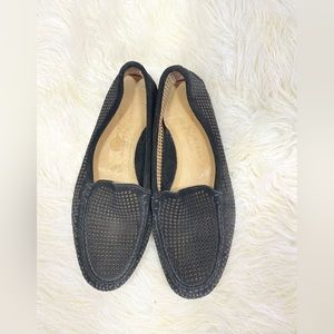 Patricia Green Black Suede Leather Barrie Loafer Slip On